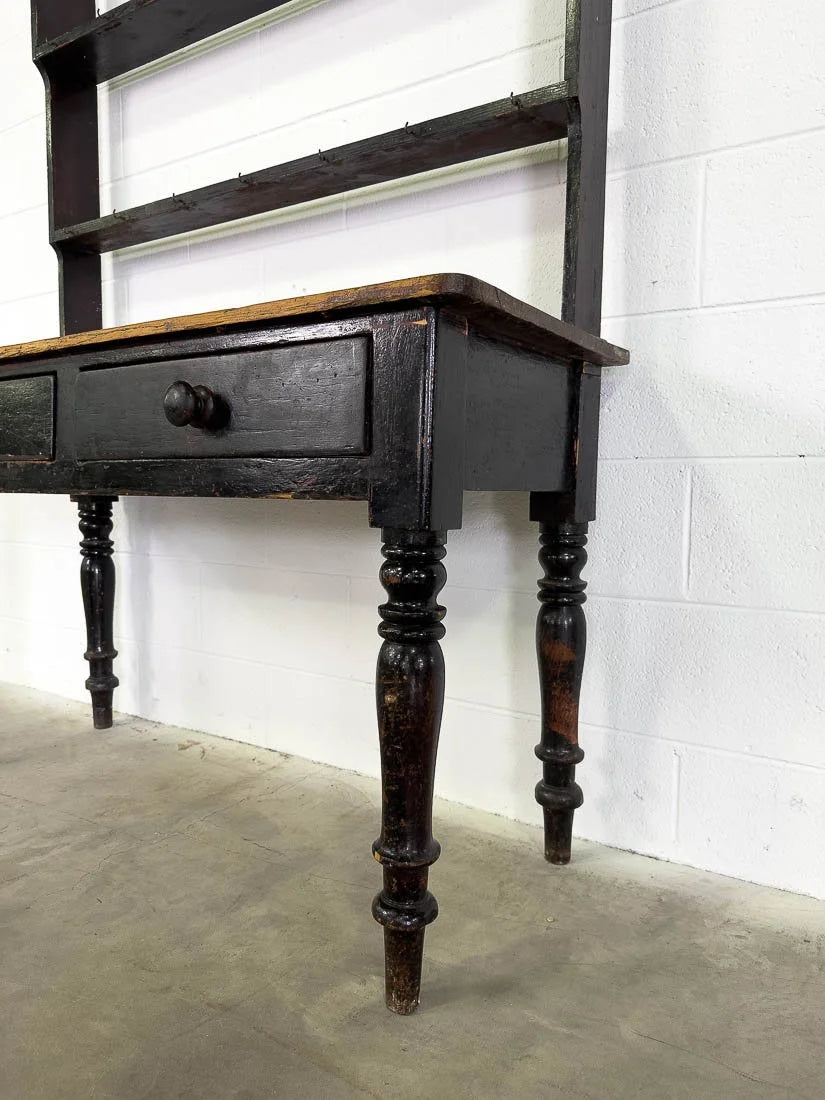 Small English pine kitchen dresser with plate rack