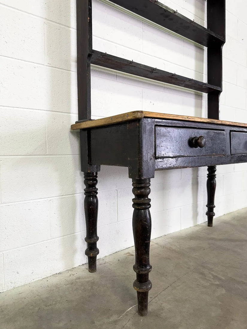 Small English pine kitchen dresser with plate rack