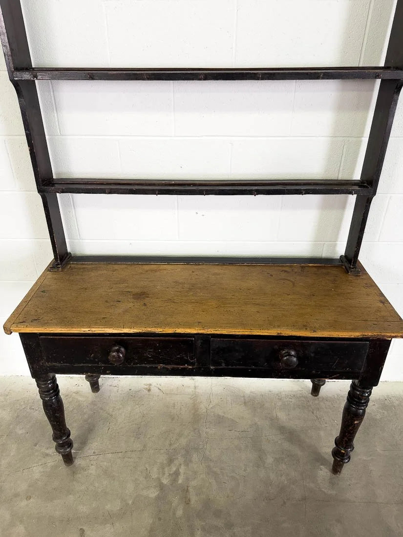 Small English pine kitchen dresser with plate rack