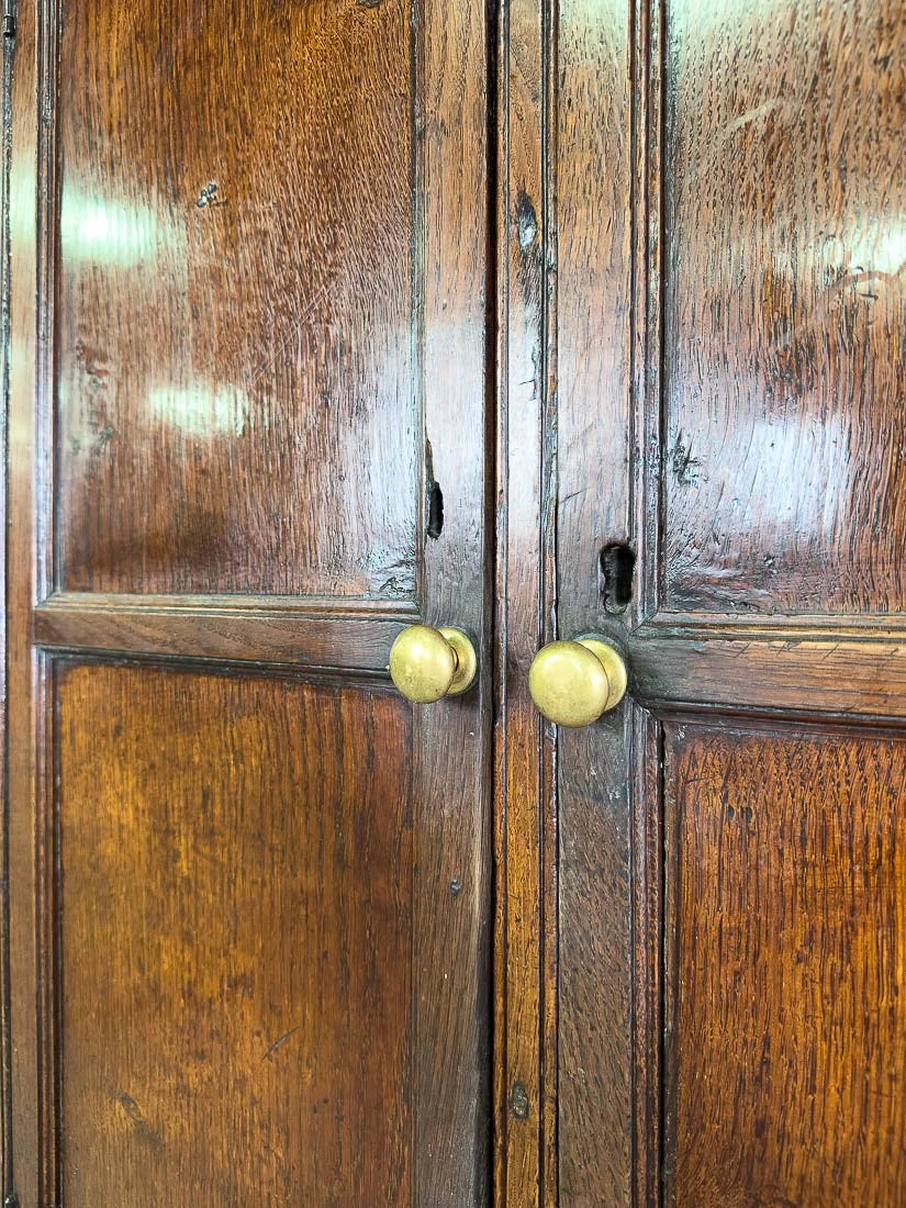 18th century George Ill oak cupboard with drawers