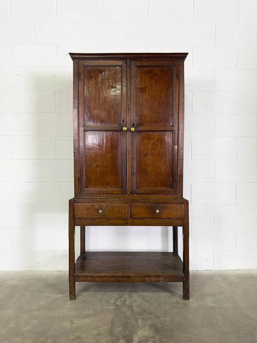 18th century George Ill oak cupboard with drawers