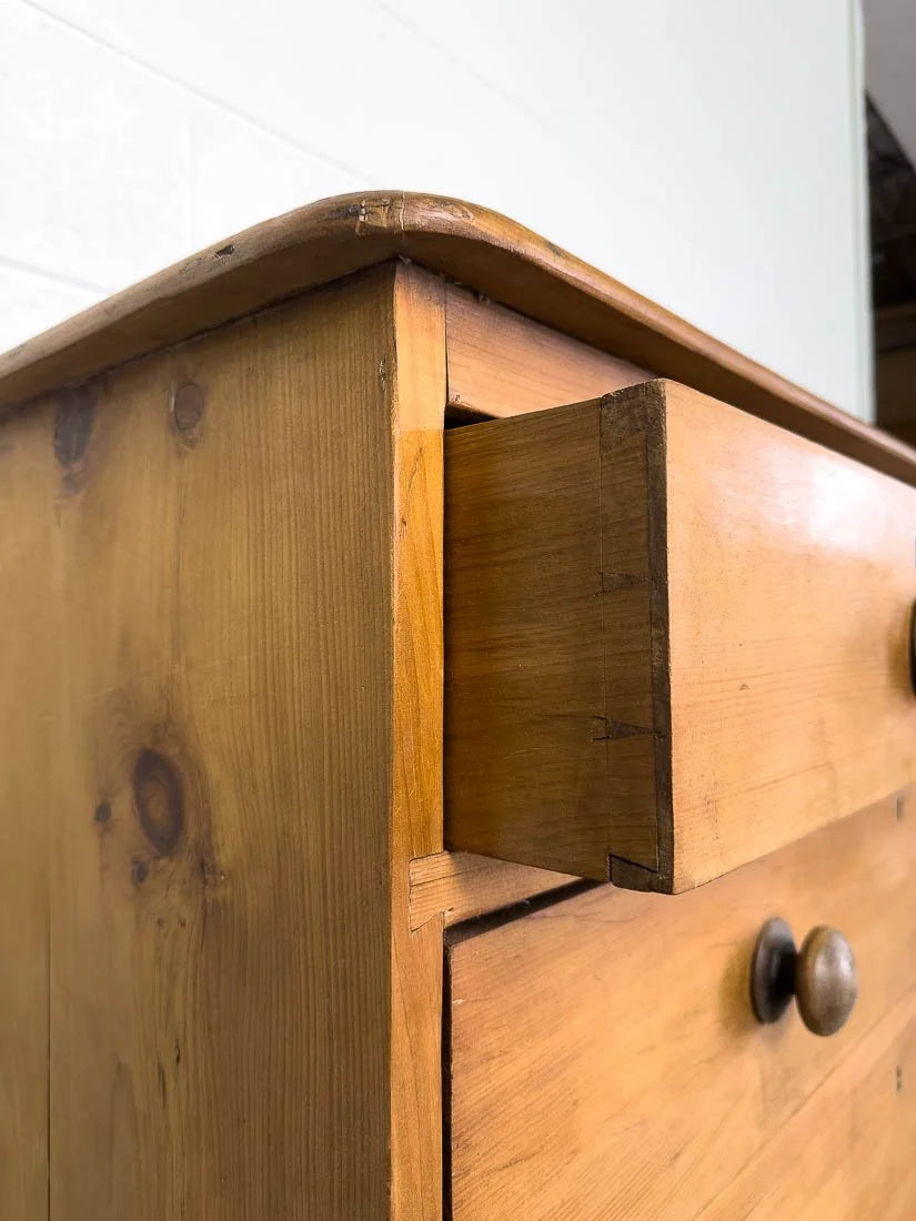 Antique pine drawers in a mid-brown color