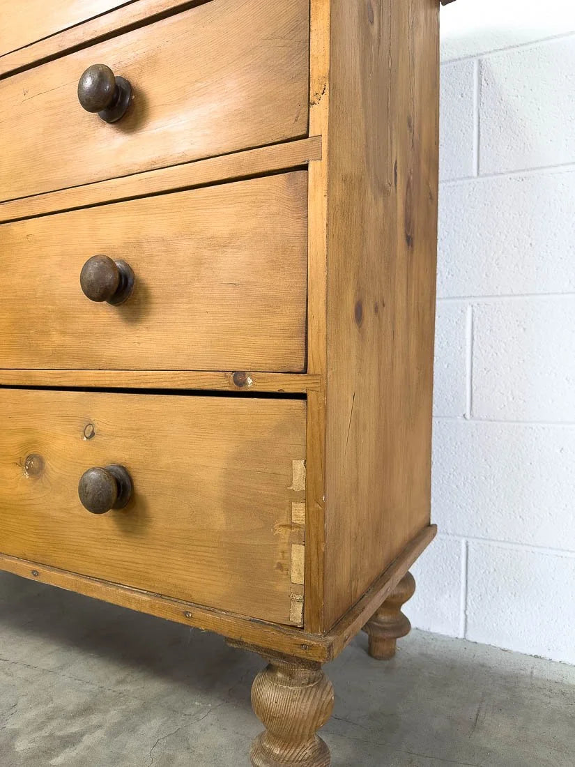 Antique pine drawers in a mid-brown color