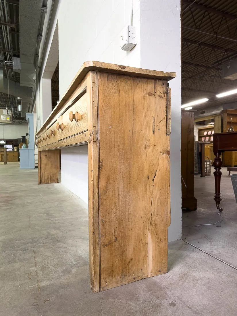 Incredible 12' antique English pine sideboard