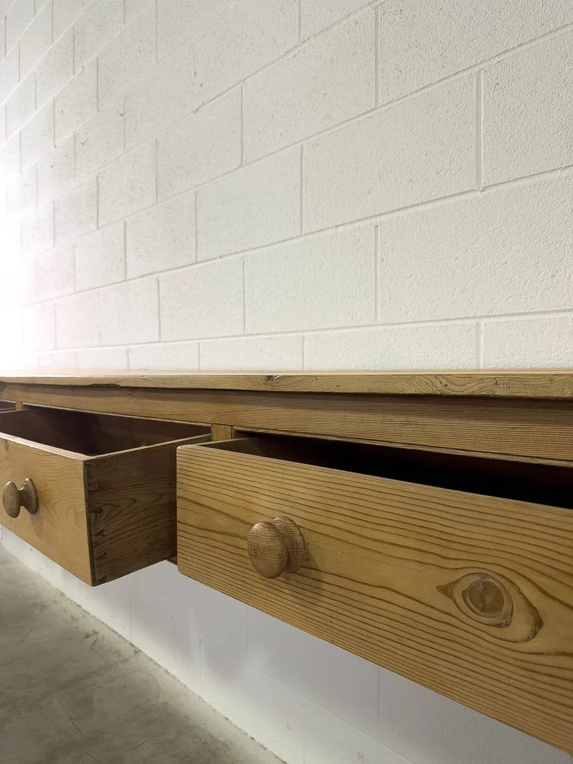 Incredible 12' antique English pine sideboard