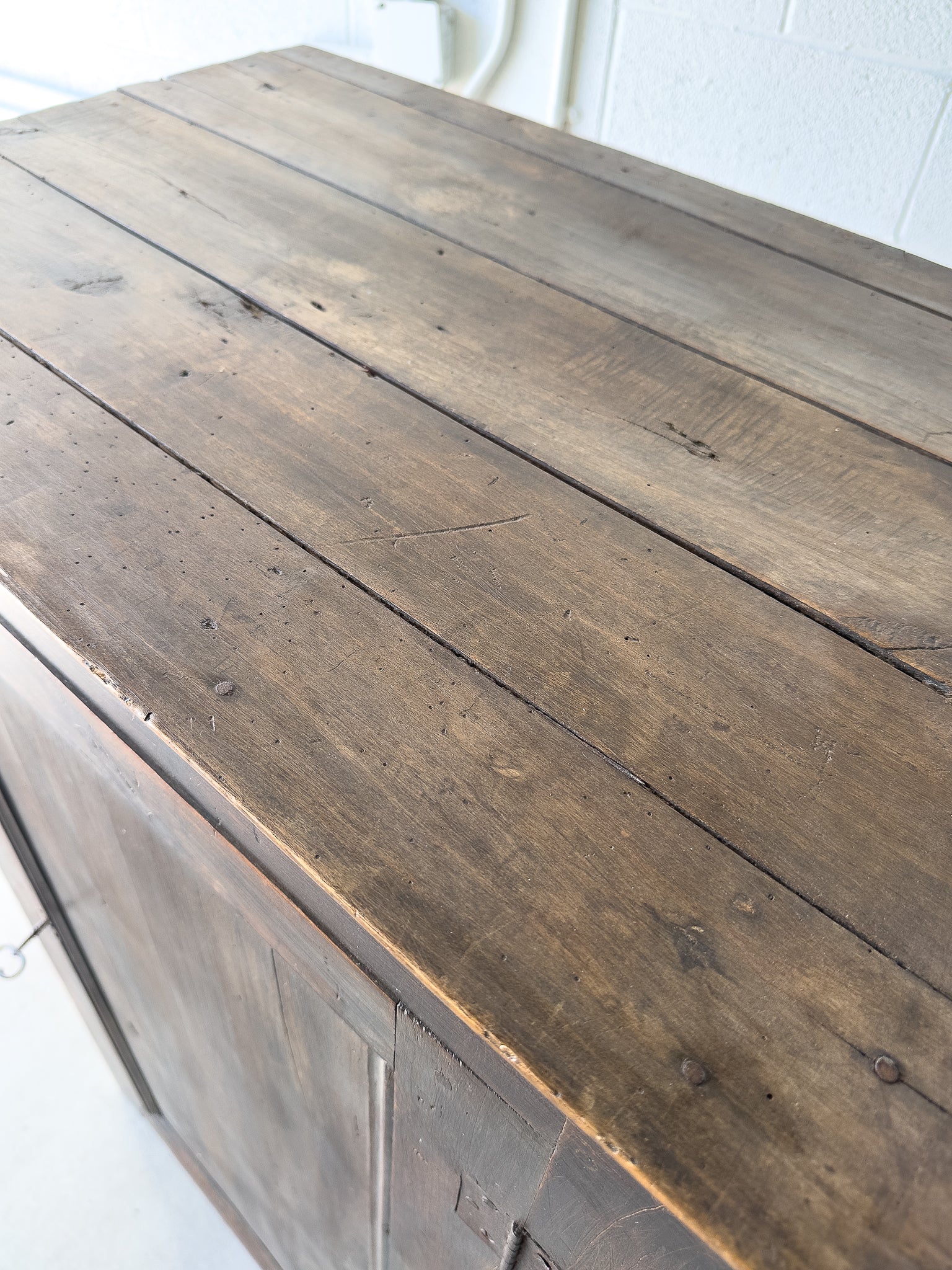 Dark stained antique pine cupboard