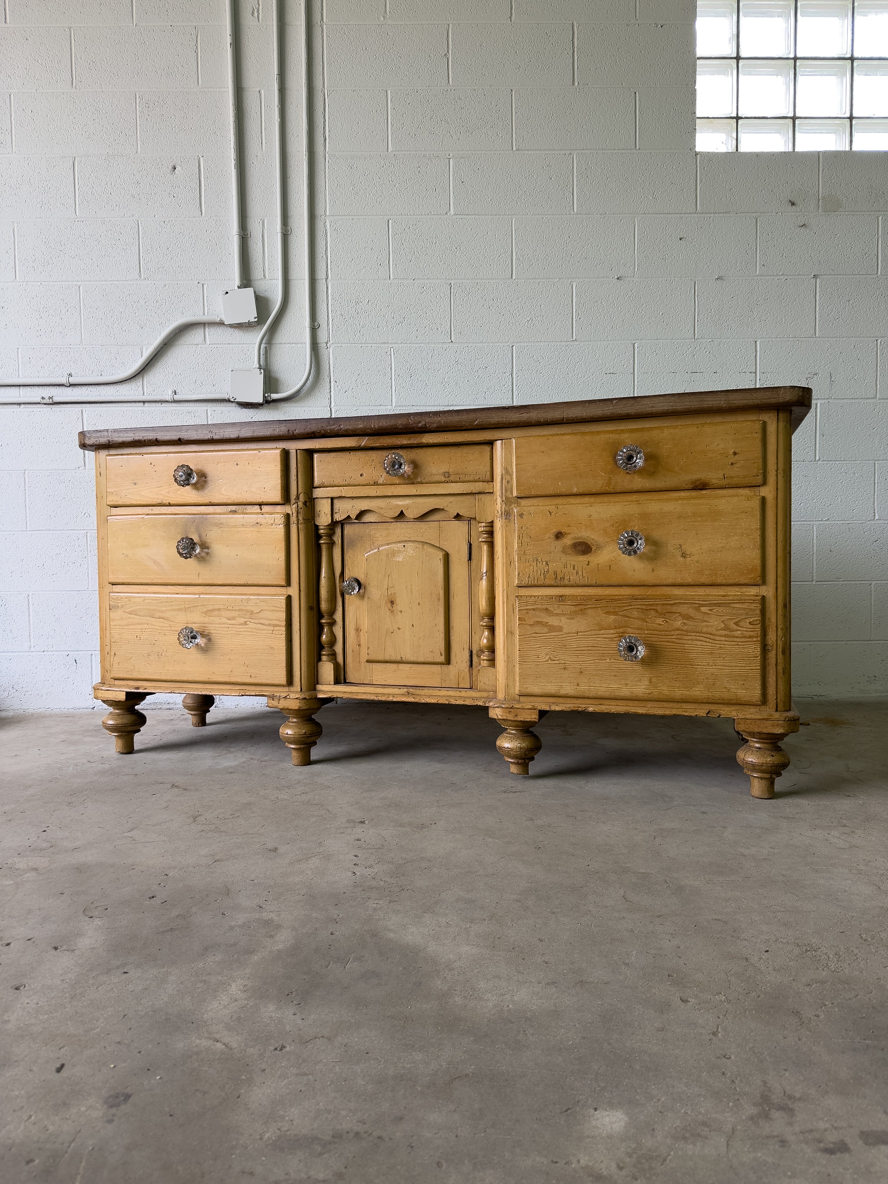 Antique English Pine Sideboard | 19th Century Farmhouse Server