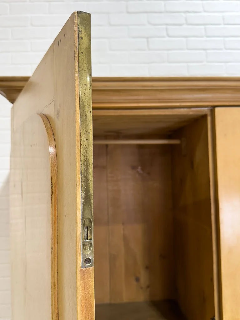Antique pine wardrobe with interior drawers