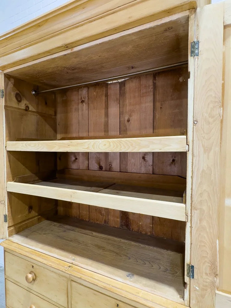 English pine linen press with two shelves
