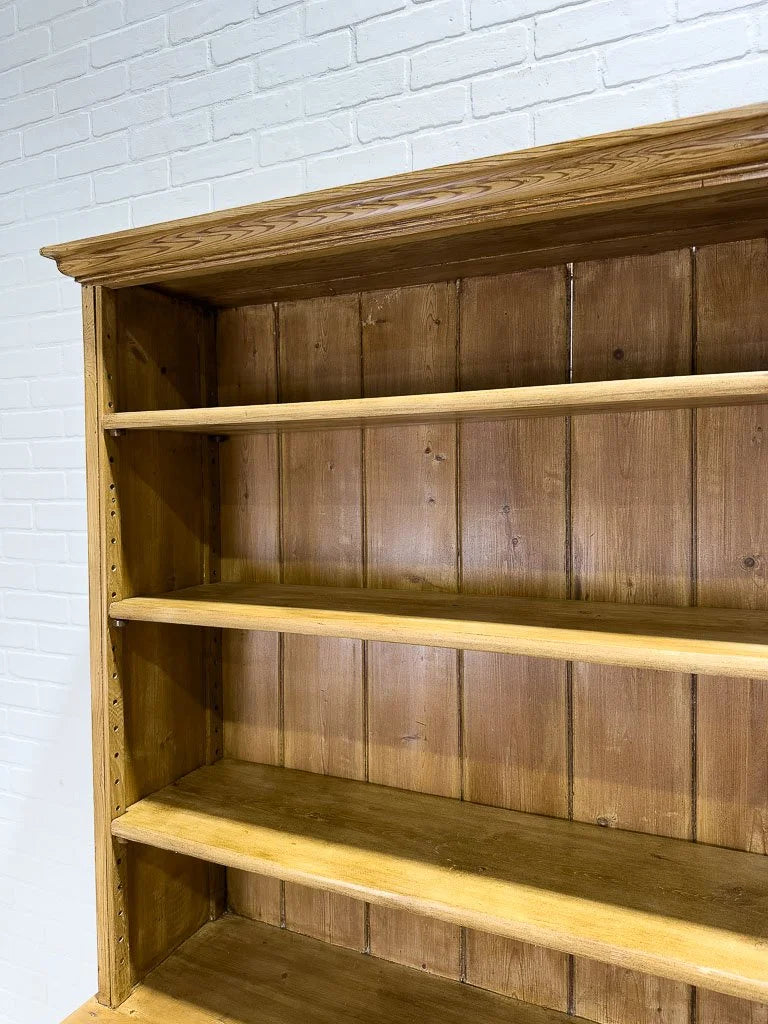 Antique English pine hutch with adjustable shelves
