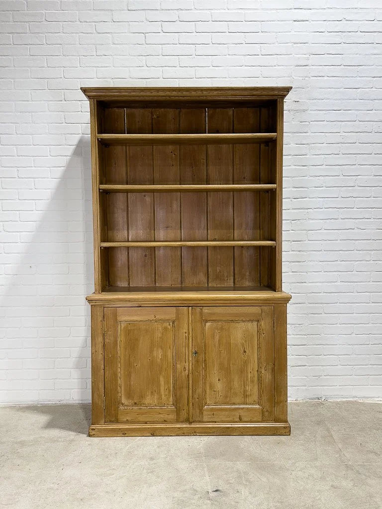 Antique English pine hutch with adjustable shelves