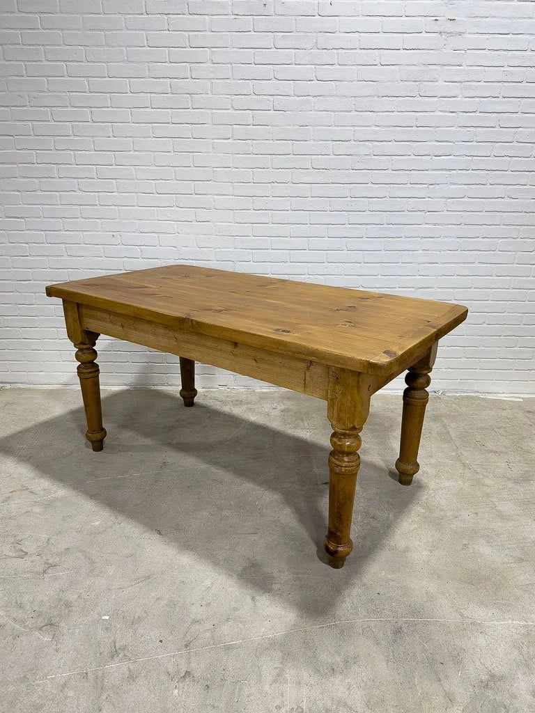 Antique pine kitchen table with breadboard ends