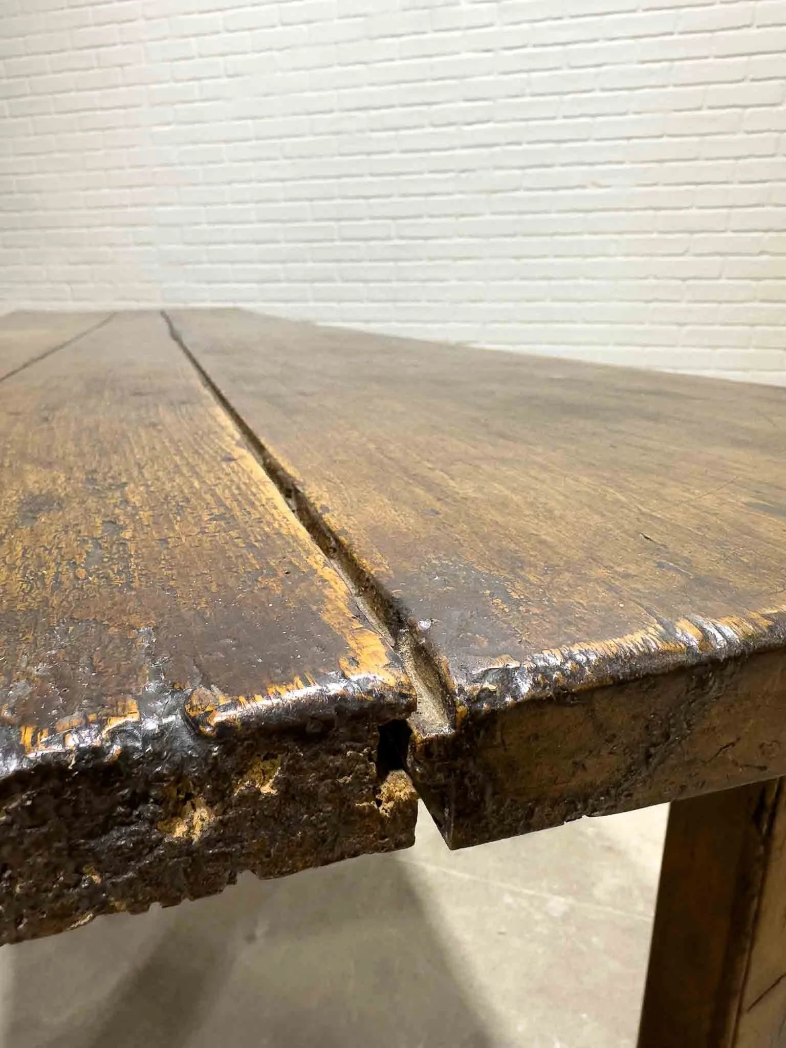 Wonderful eight foot French table with a drawer