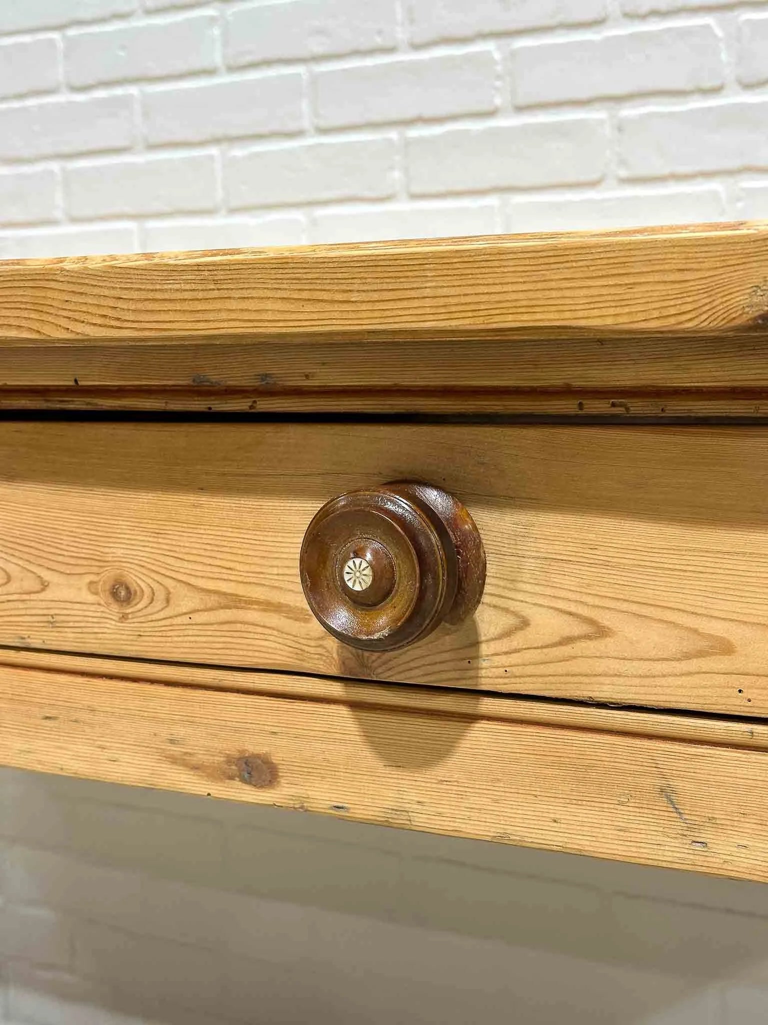 Antique English dining table with two drawers