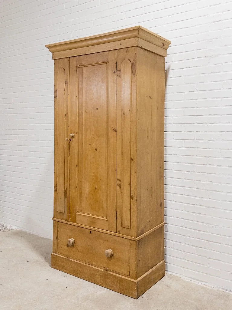 Victorian pine wardrobe with a drawer