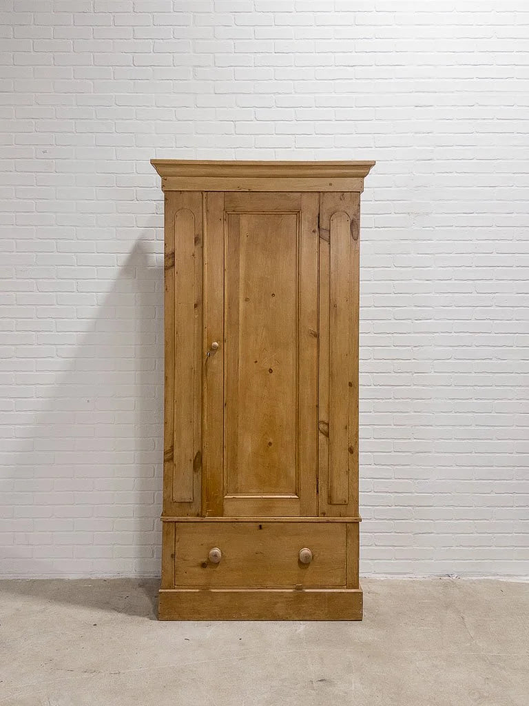 Victorian pine wardrobe with a drawer