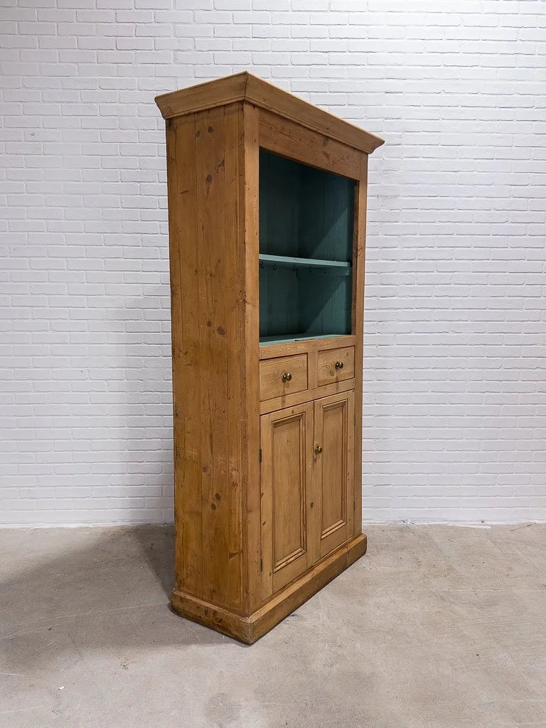 Victorian pine bookcase with painted shelves