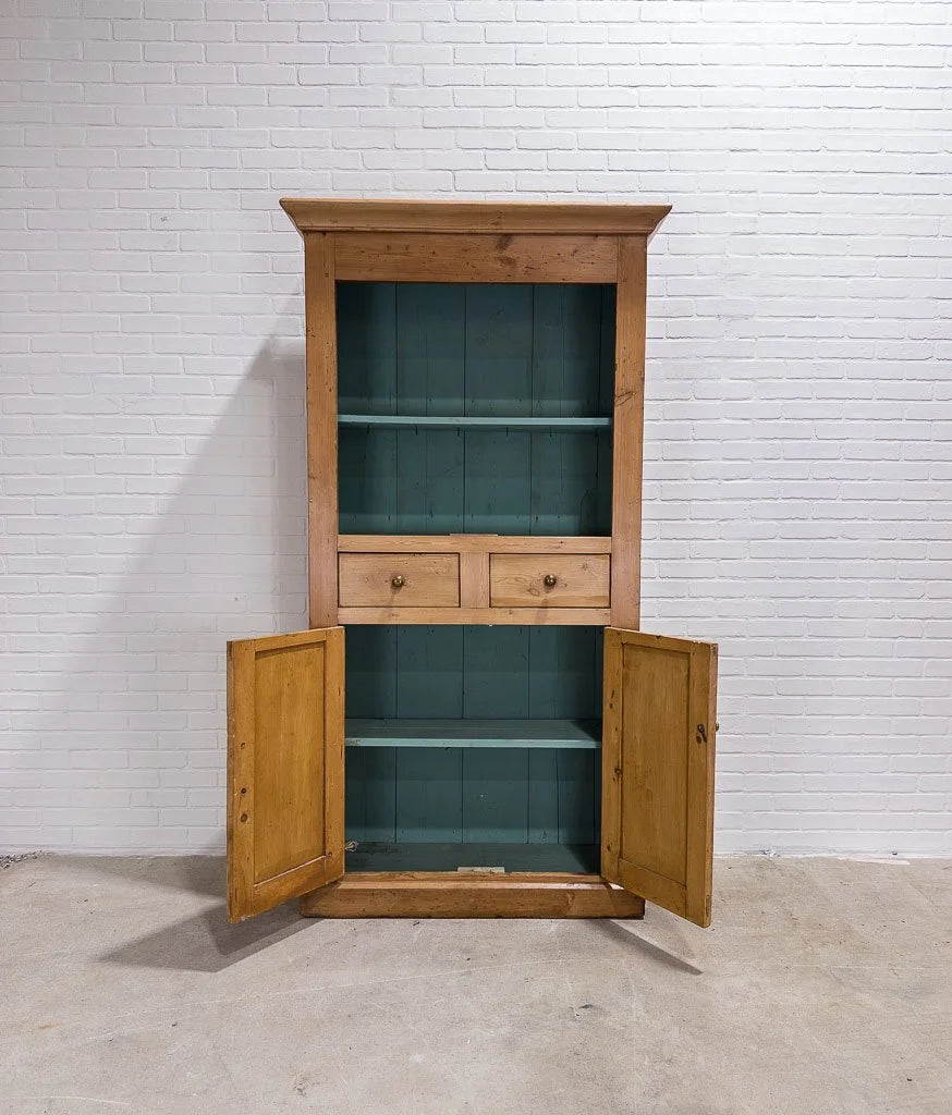 Victorian pine bookcase with painted shelves