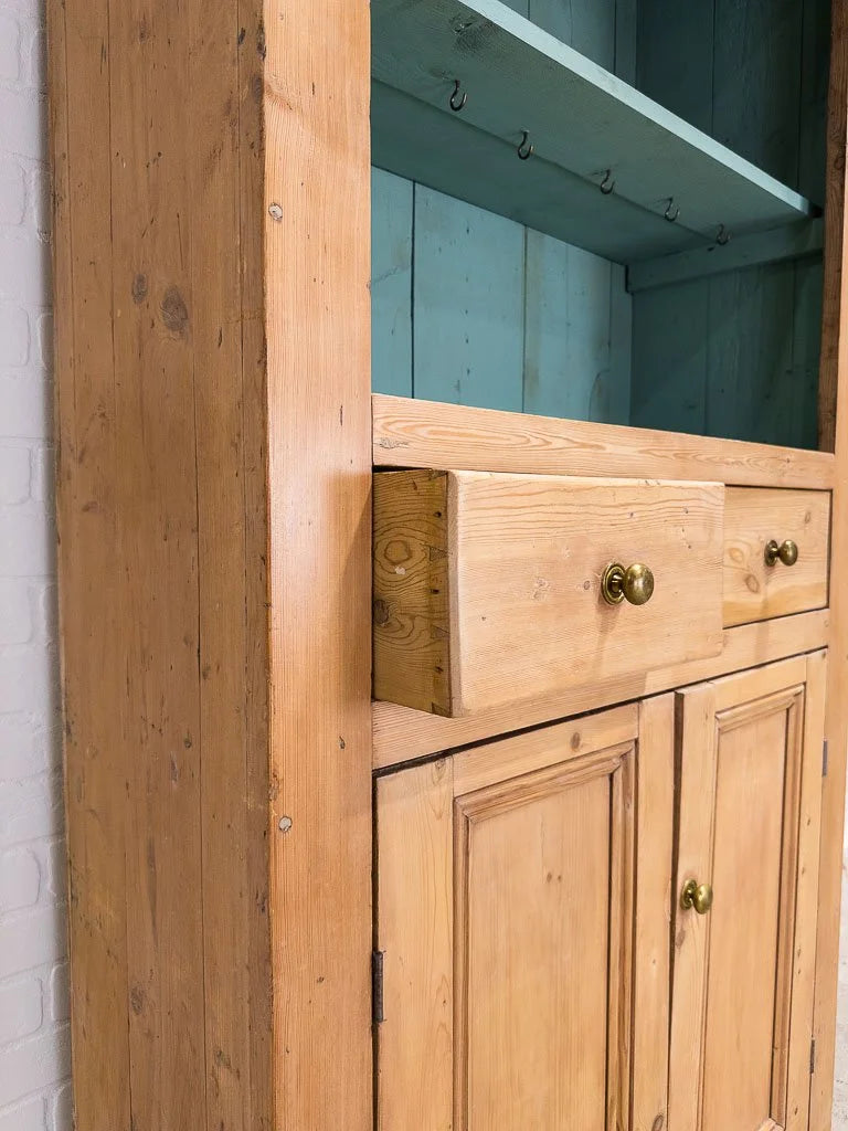 Victorian pine bookcase with painted shelves