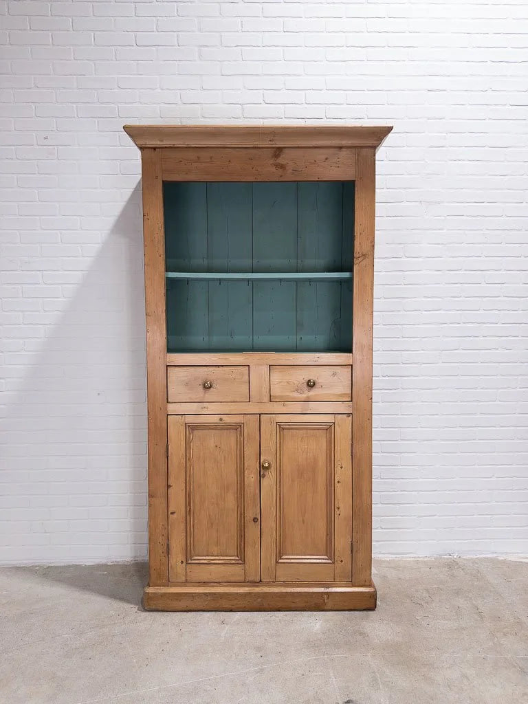 Victorian pine bookcase with painted shelves