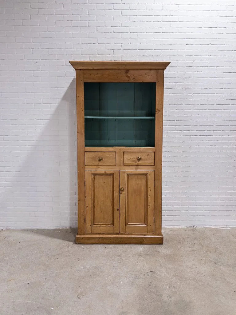 Victorian pine bookcase with painted shelves