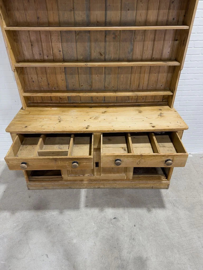 Antique pine kitchen dresser with sliding doors