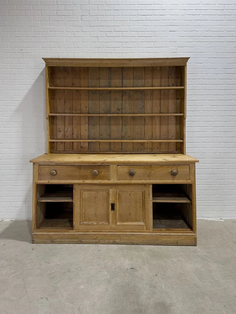 Antique pine kitchen dresser with sliding doors