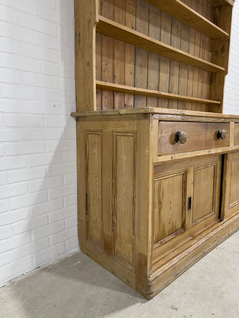 Antique pine kitchen dresser with sliding doors