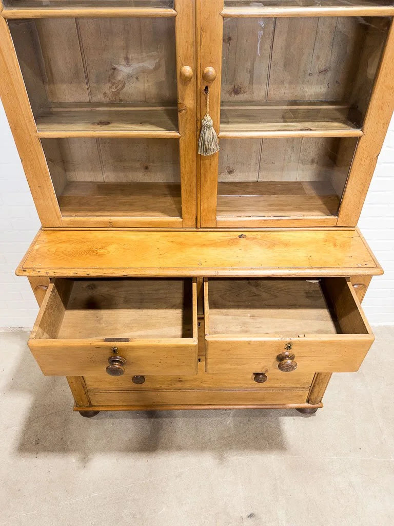 Antique English hutch with glass doors