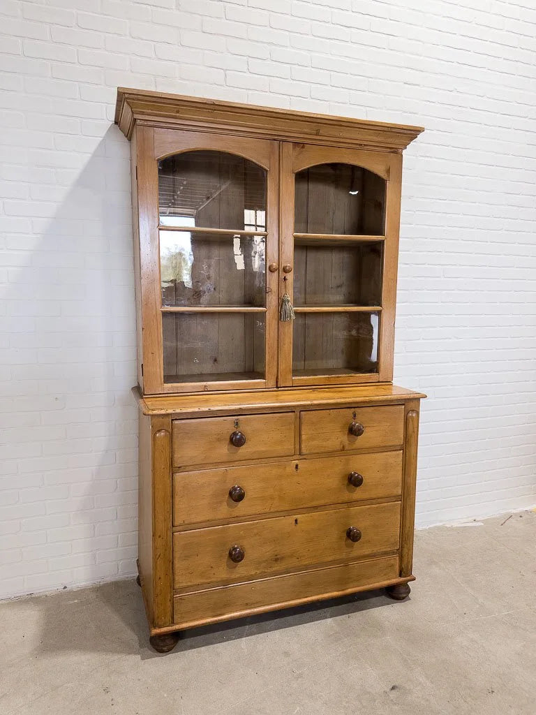 Antique English hutch with glass doors
