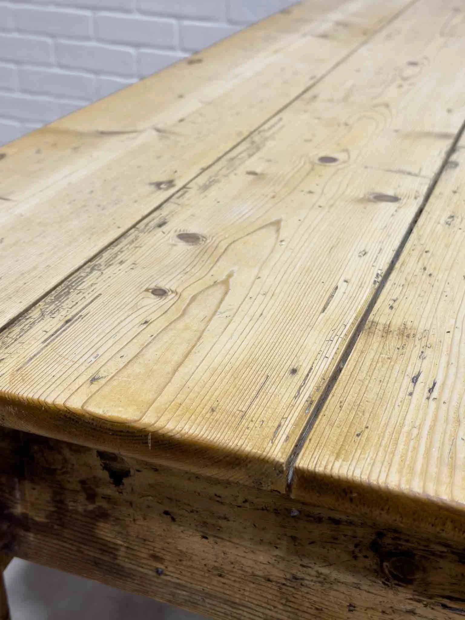 Antique pine kitchen table with a plank top