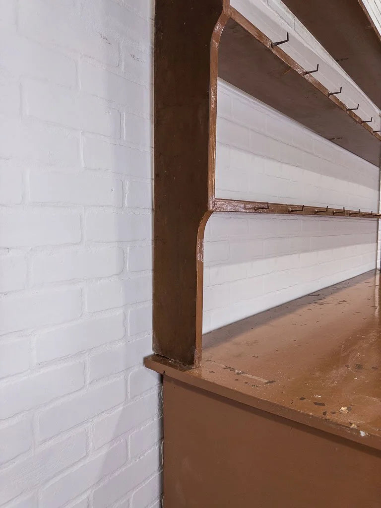 Monumental English kitchen dresser in original paint