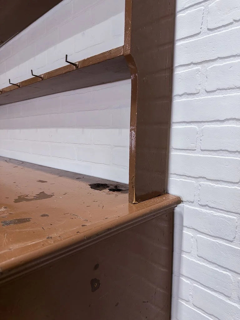 Monumental English kitchen dresser in original paint
