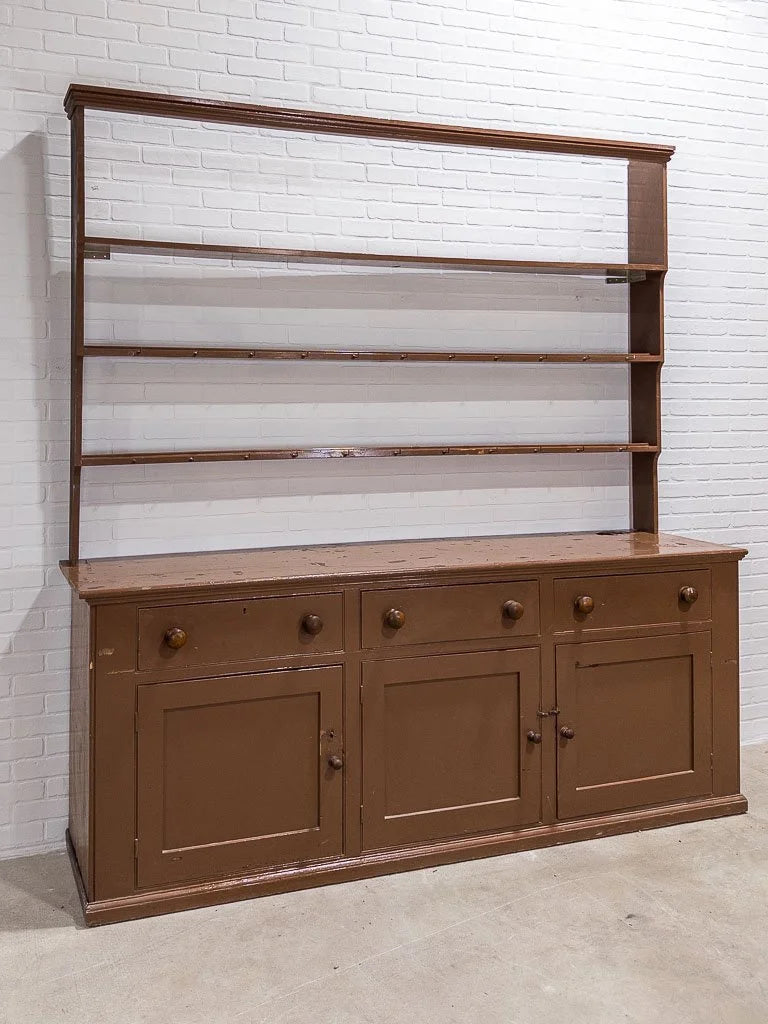 Monumental English kitchen dresser in original paint