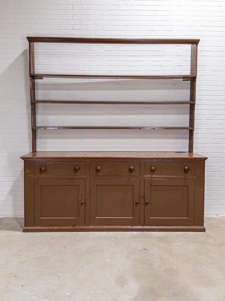 Monumental English kitchen dresser in original paint
