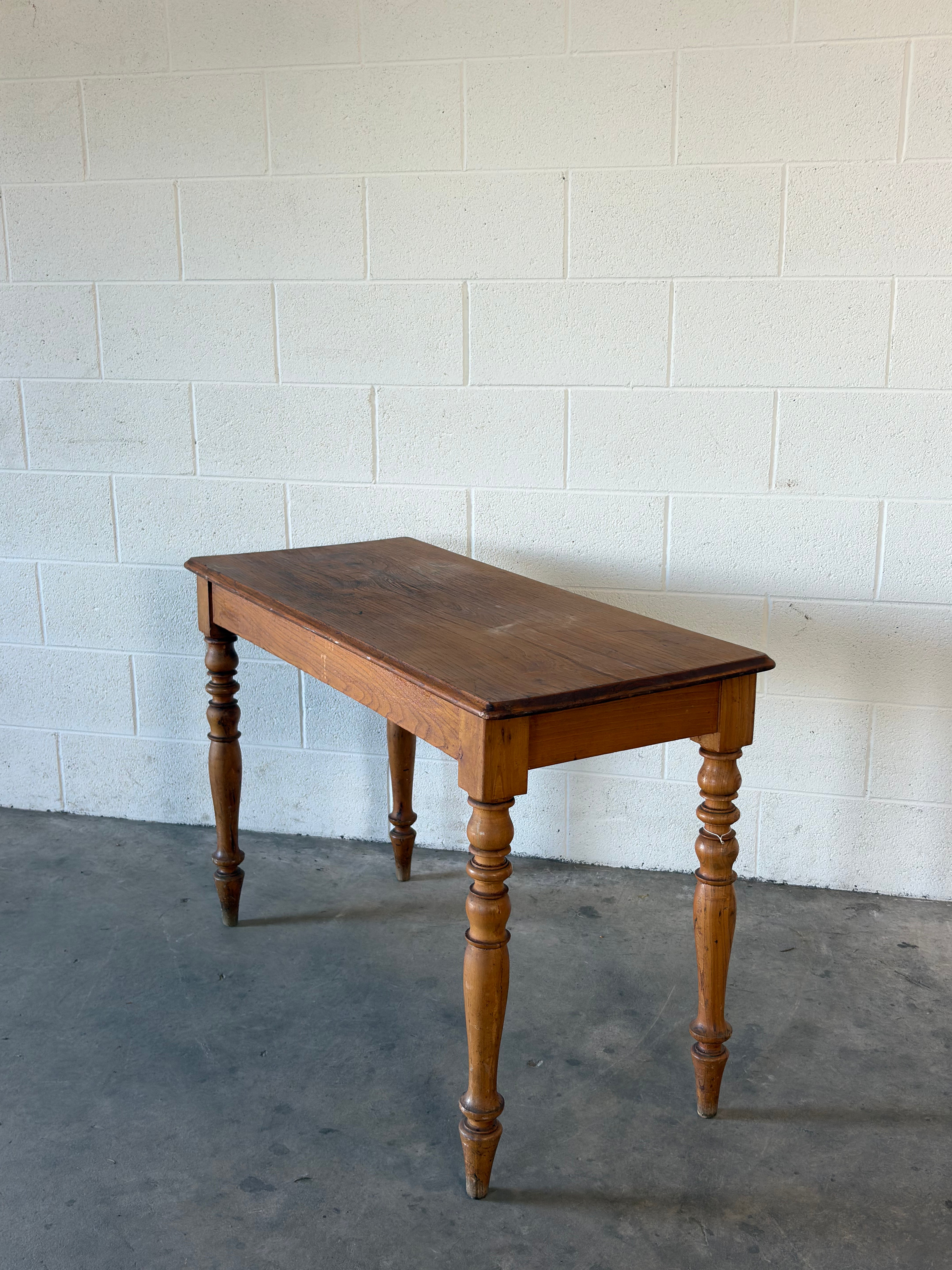 Pine table or desk with turned legs