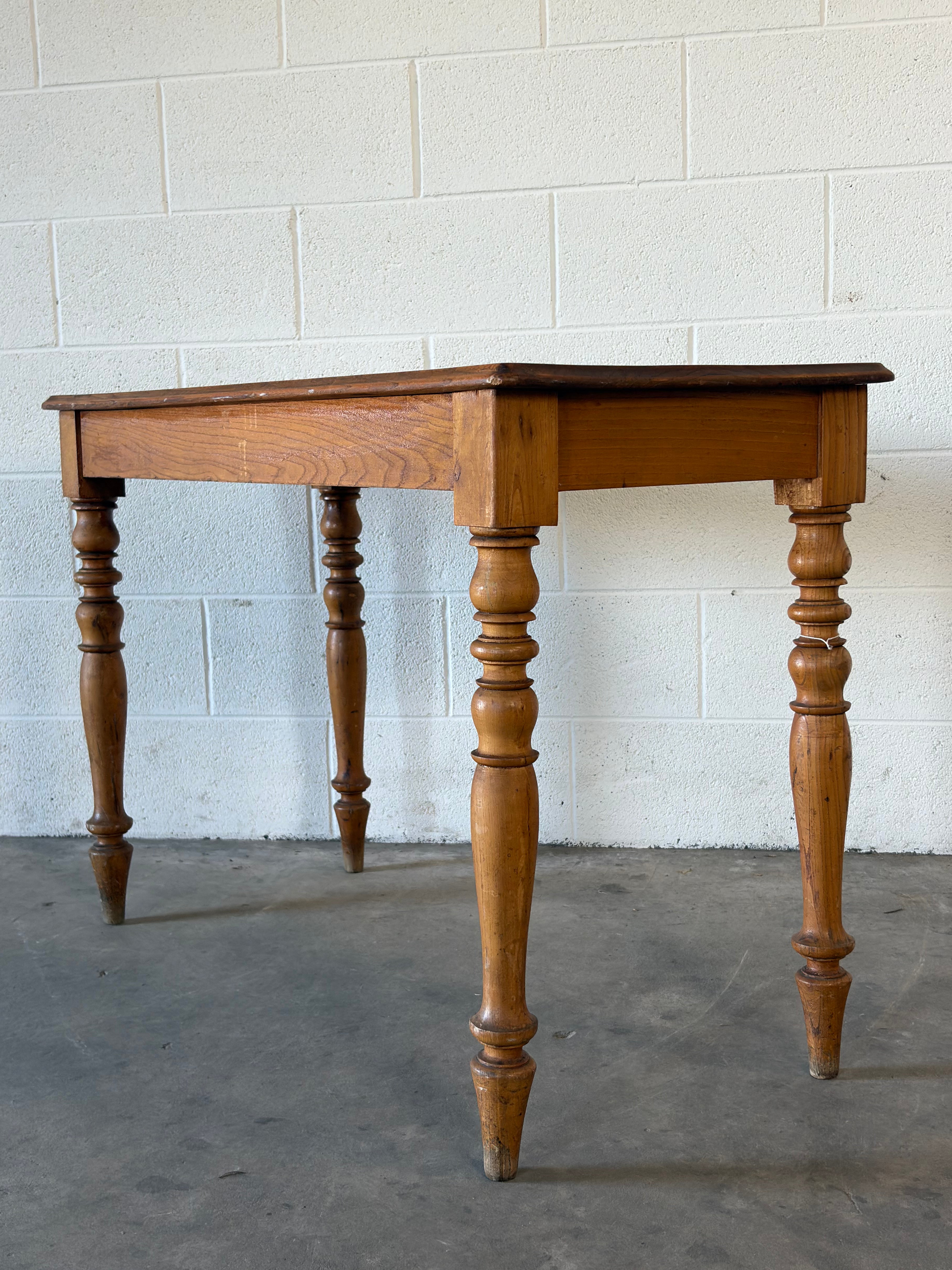 Pine table or desk with turned legs