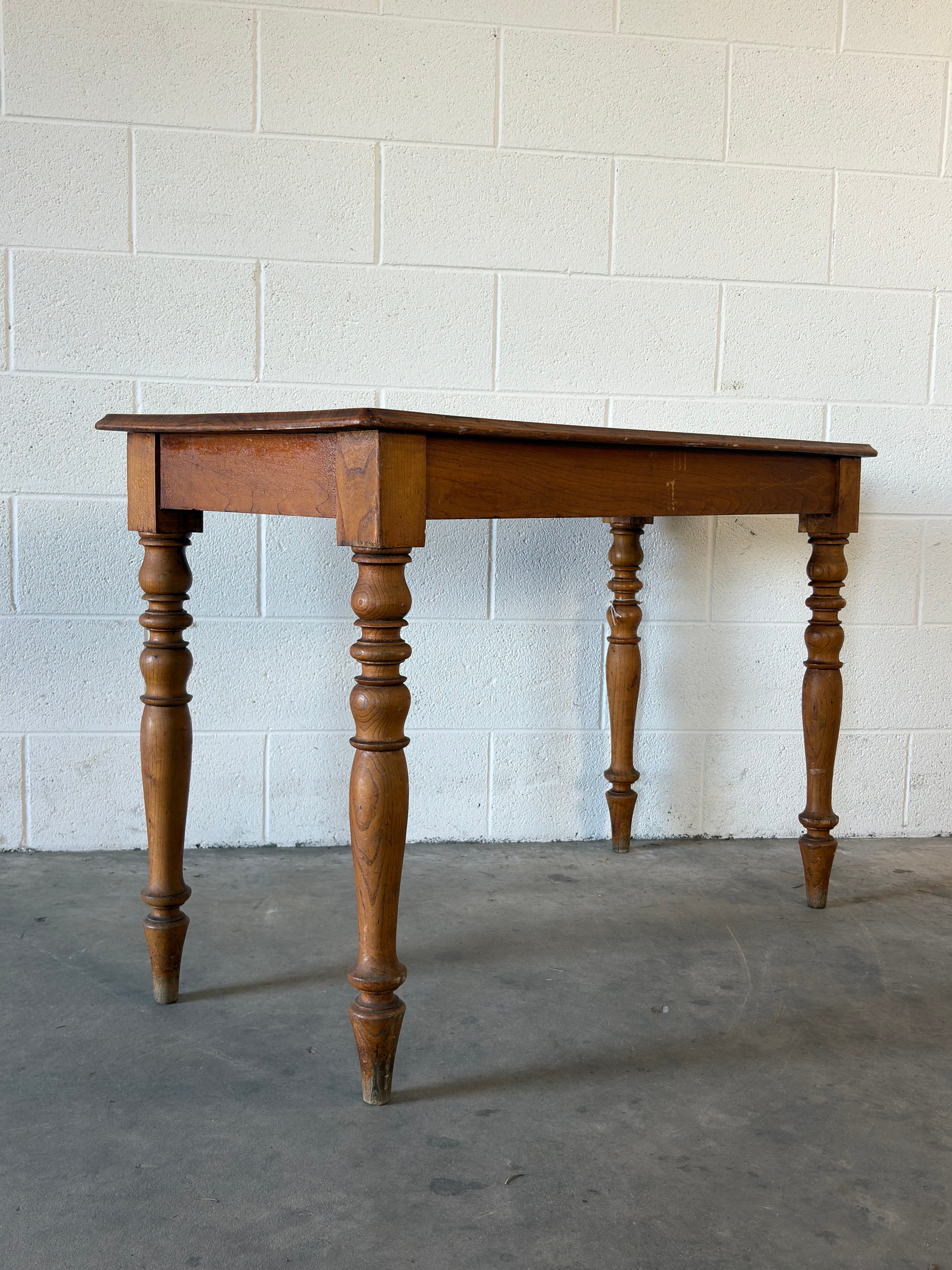 Pine table or desk with turned legs