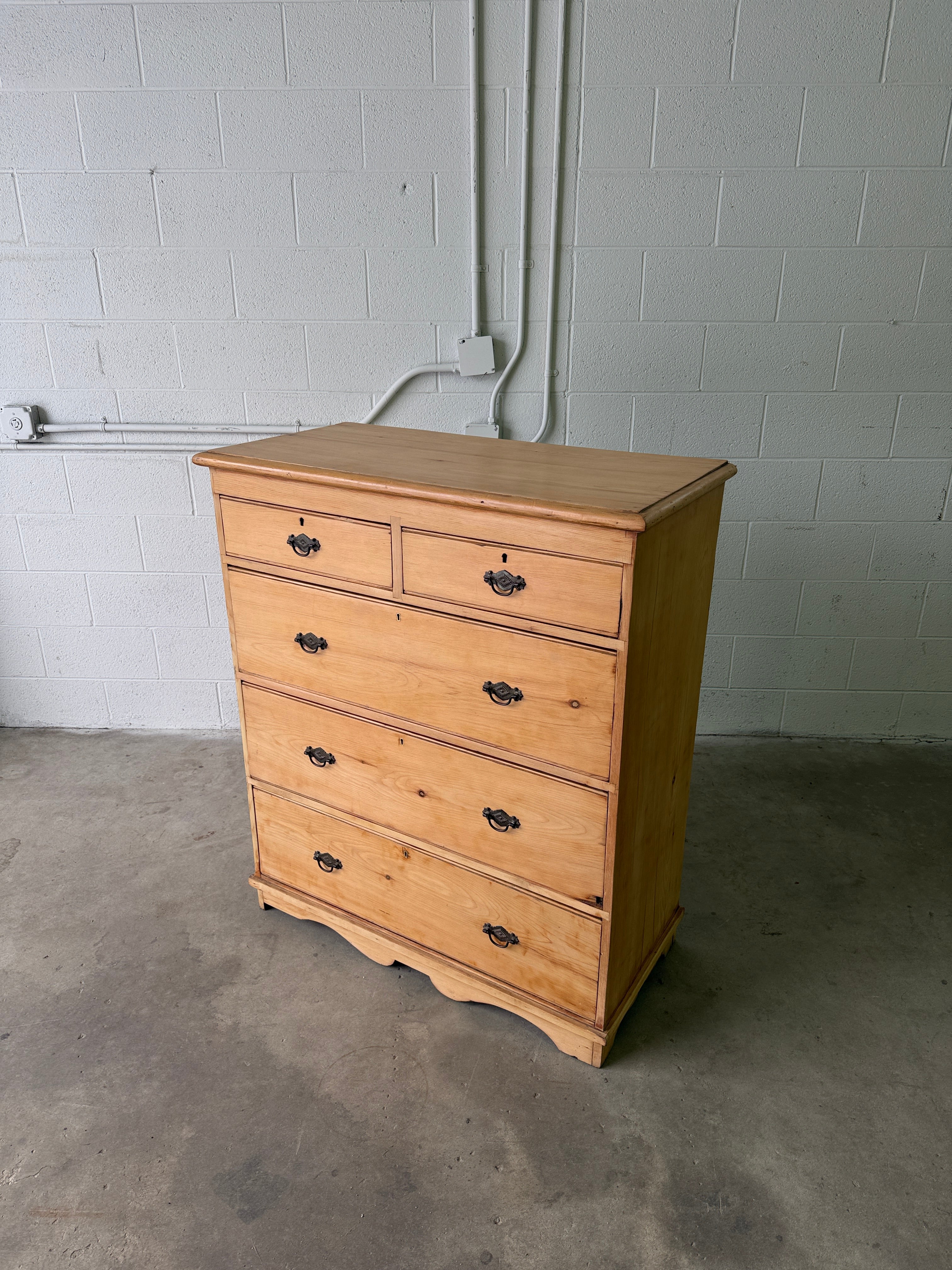 Tall set of antique pine drawers