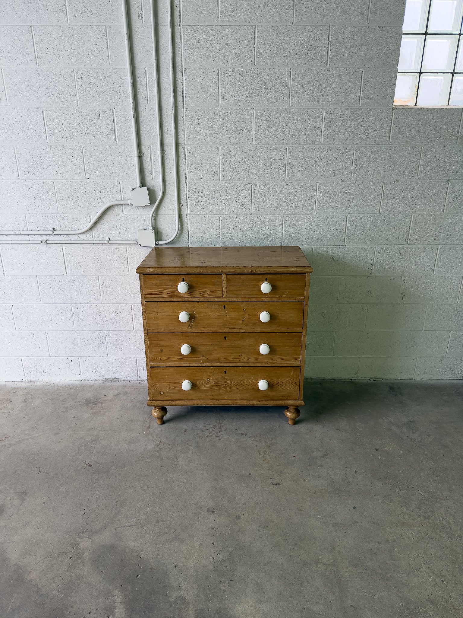 Victorian pine drawers with original ceramic knobs