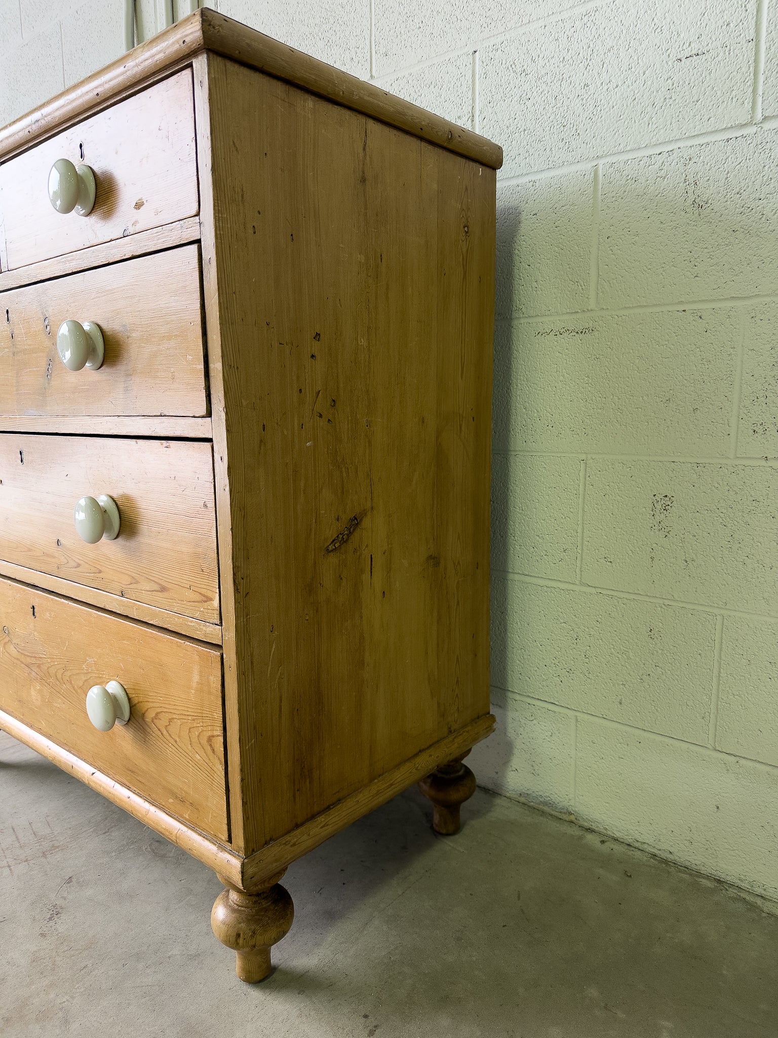 Victorian pine drawers with original ceramic knobs