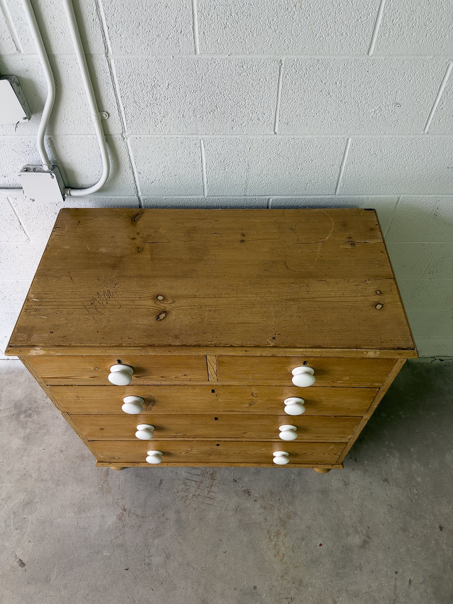 Victorian pine drawers with original ceramic knobs