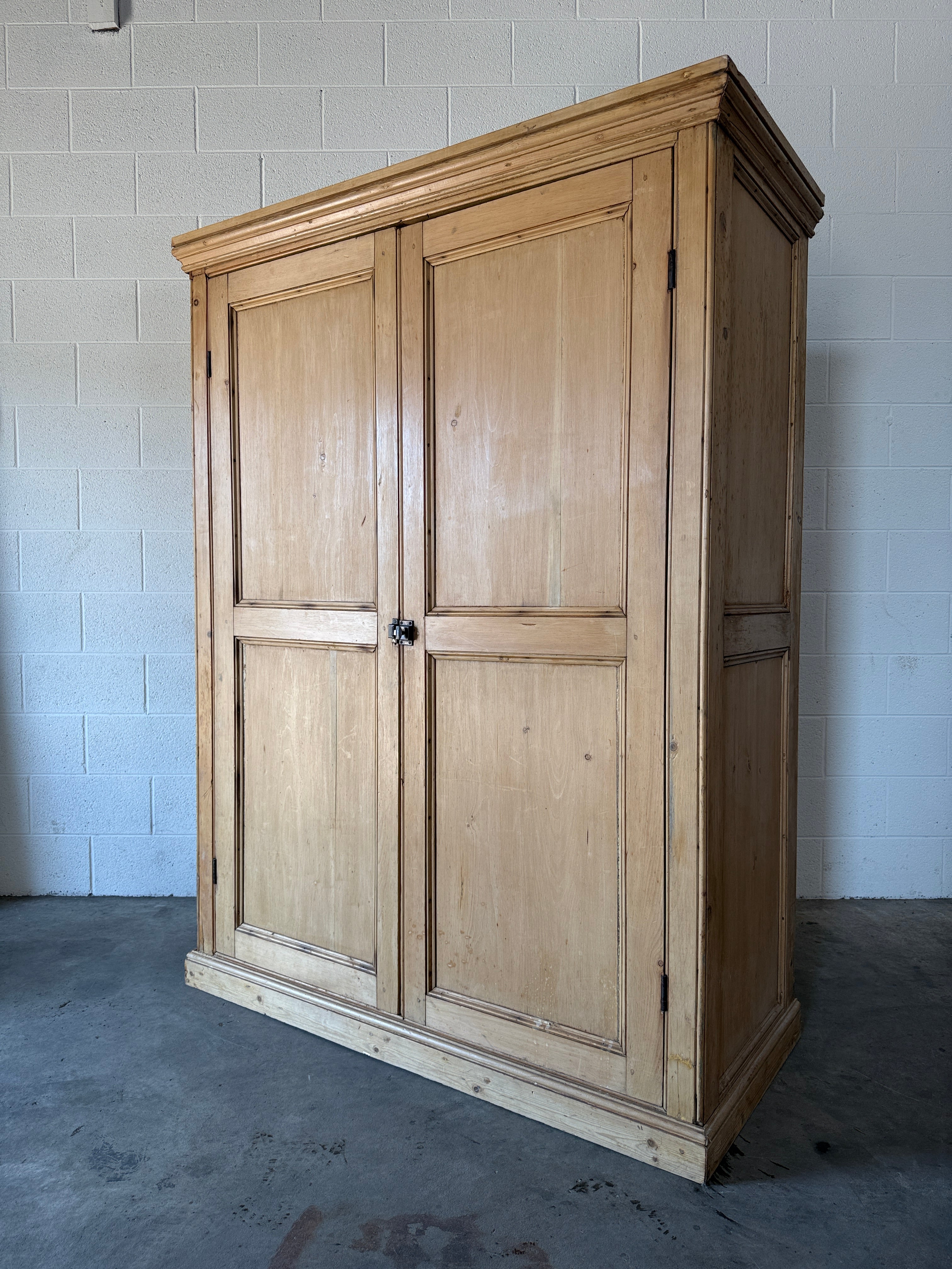 Simple Two Door Antique Pine Wardrobe