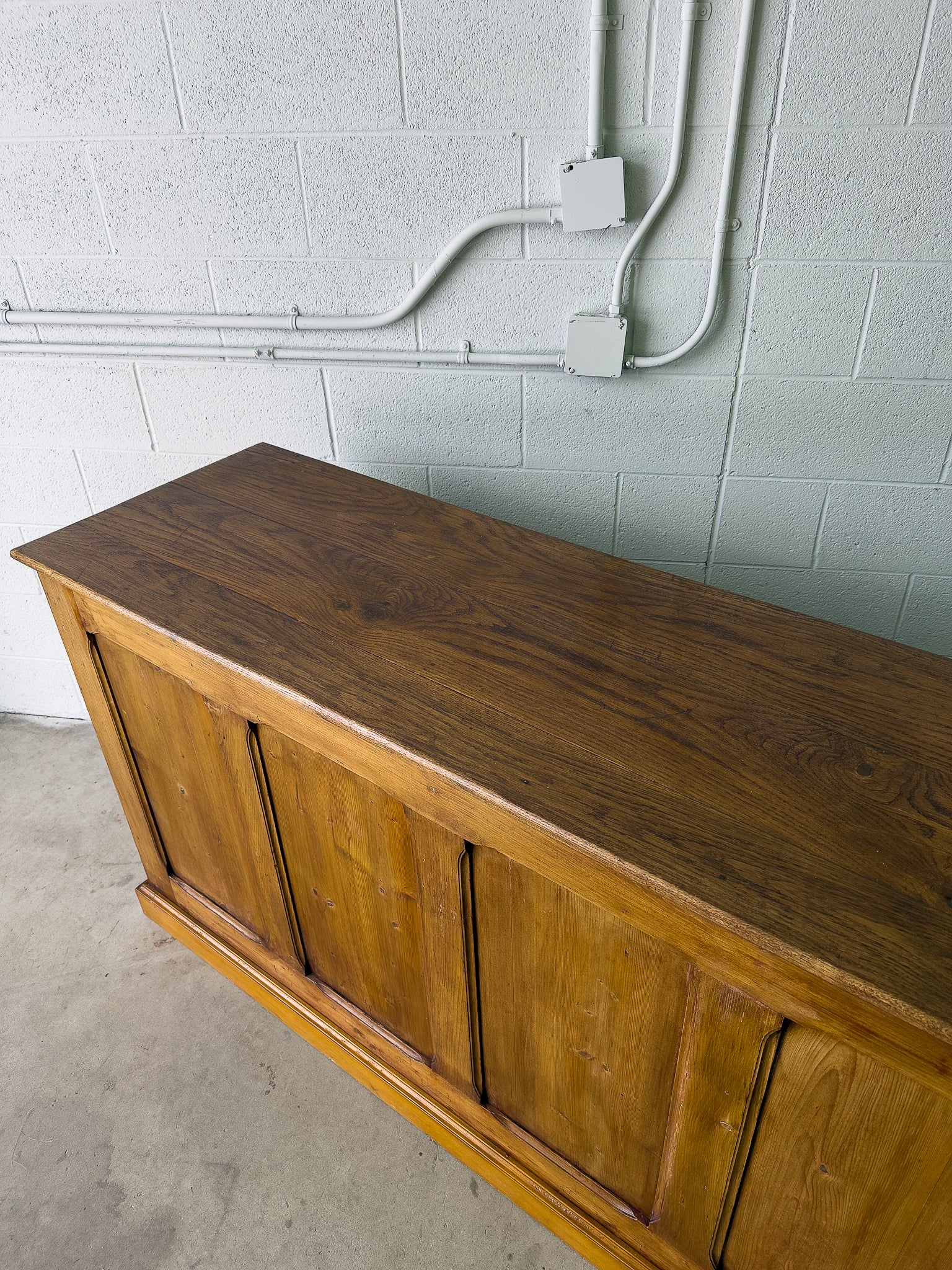 Antique french wooden shop counter