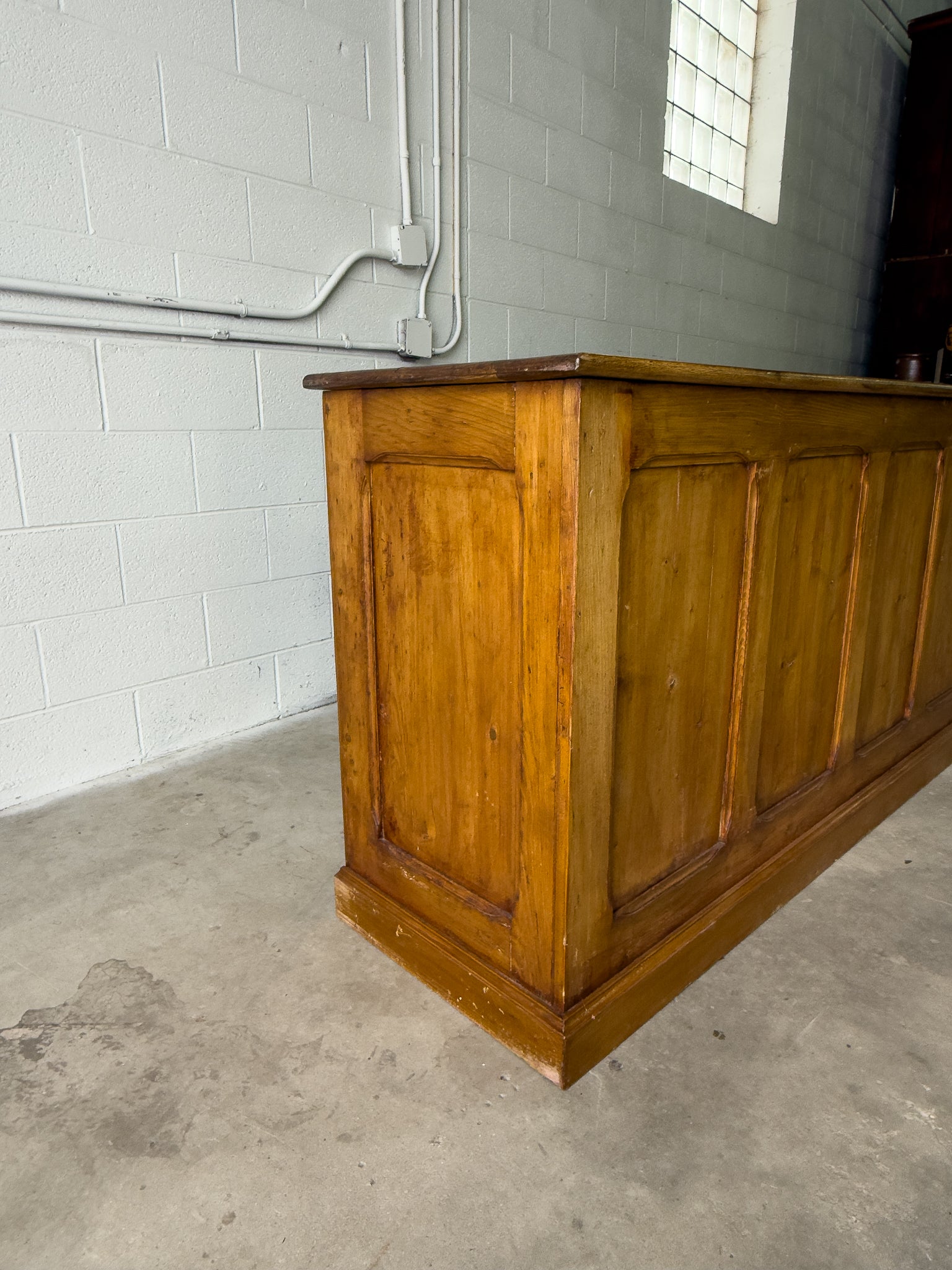 Antique french wooden shop counter