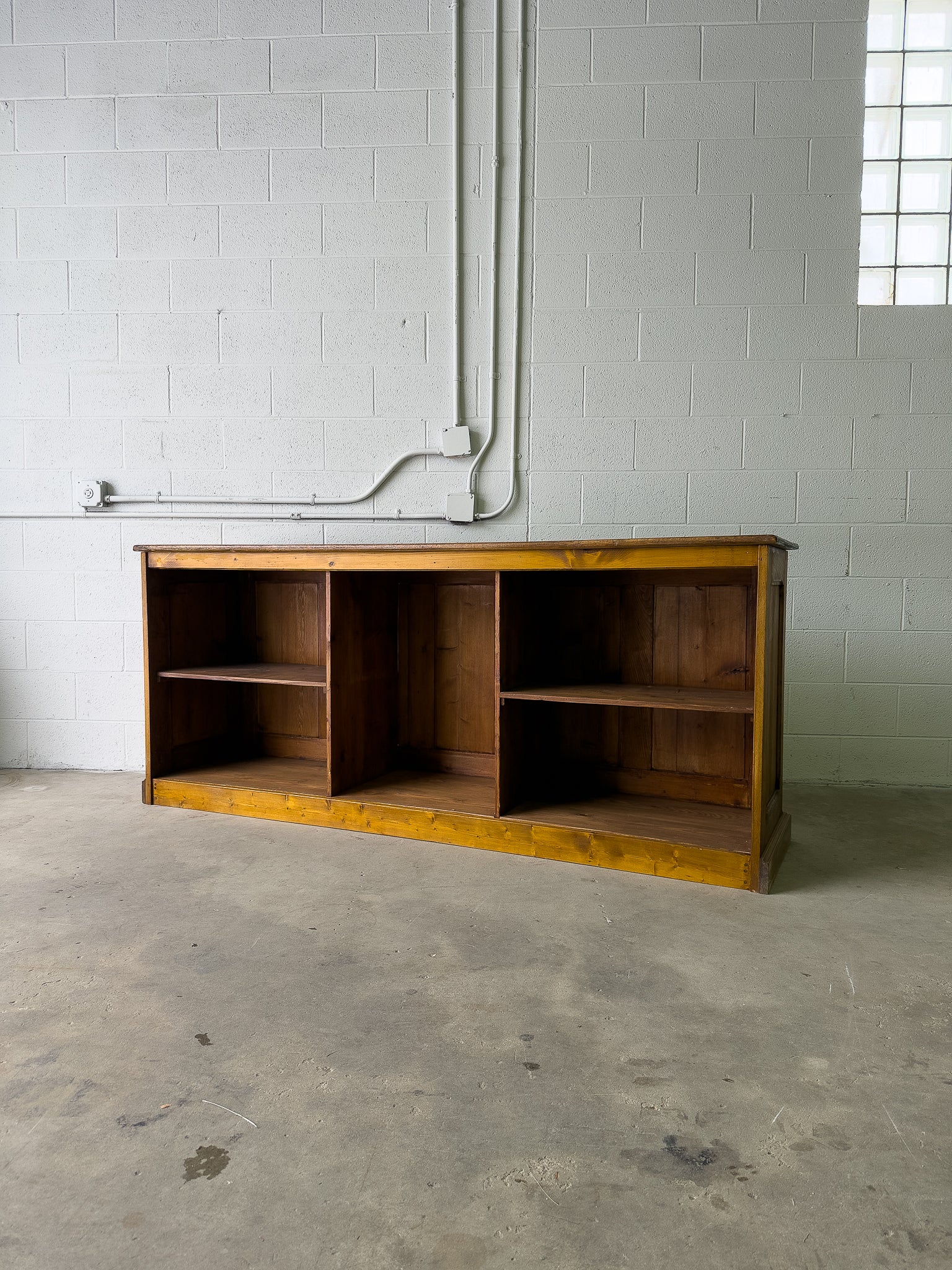 Antique french wooden shop counter
