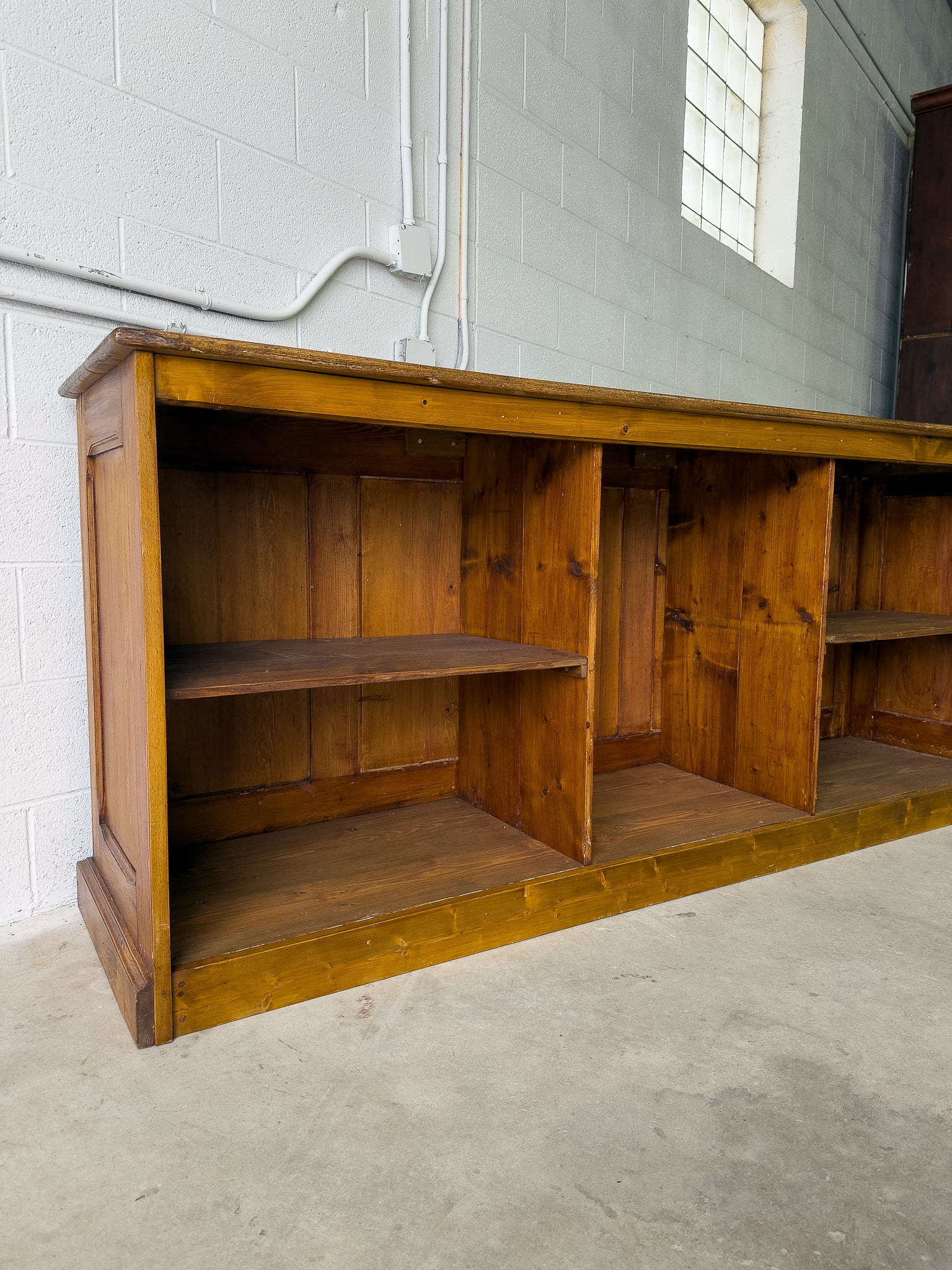 Antique french wooden shop counter