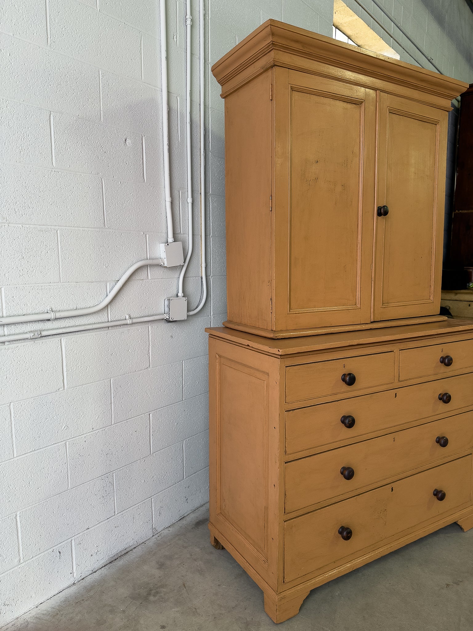 Painted antique pine housekeepers cupboard