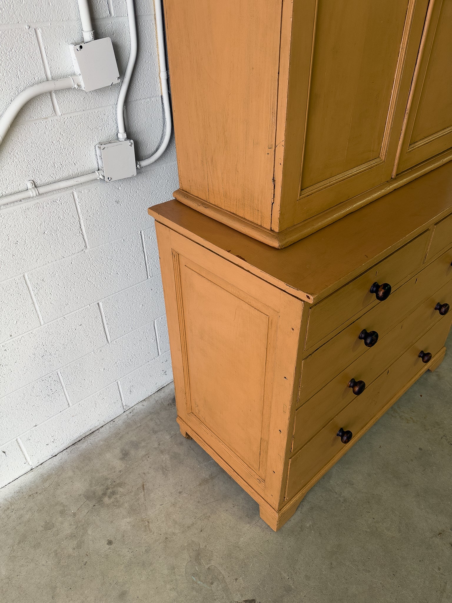 Painted antique pine housekeepers cupboard