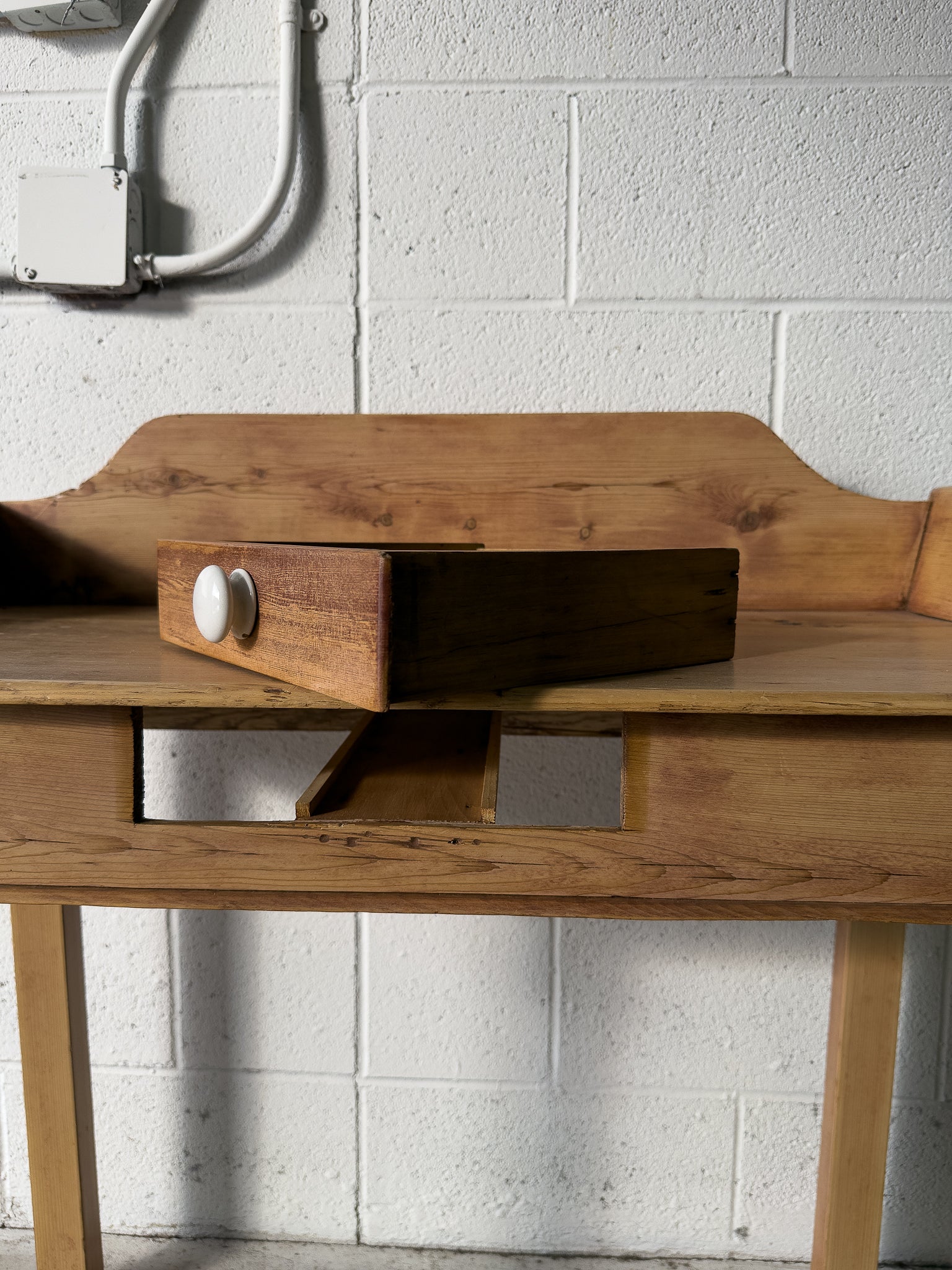 Antique pine washstand with turned legs
